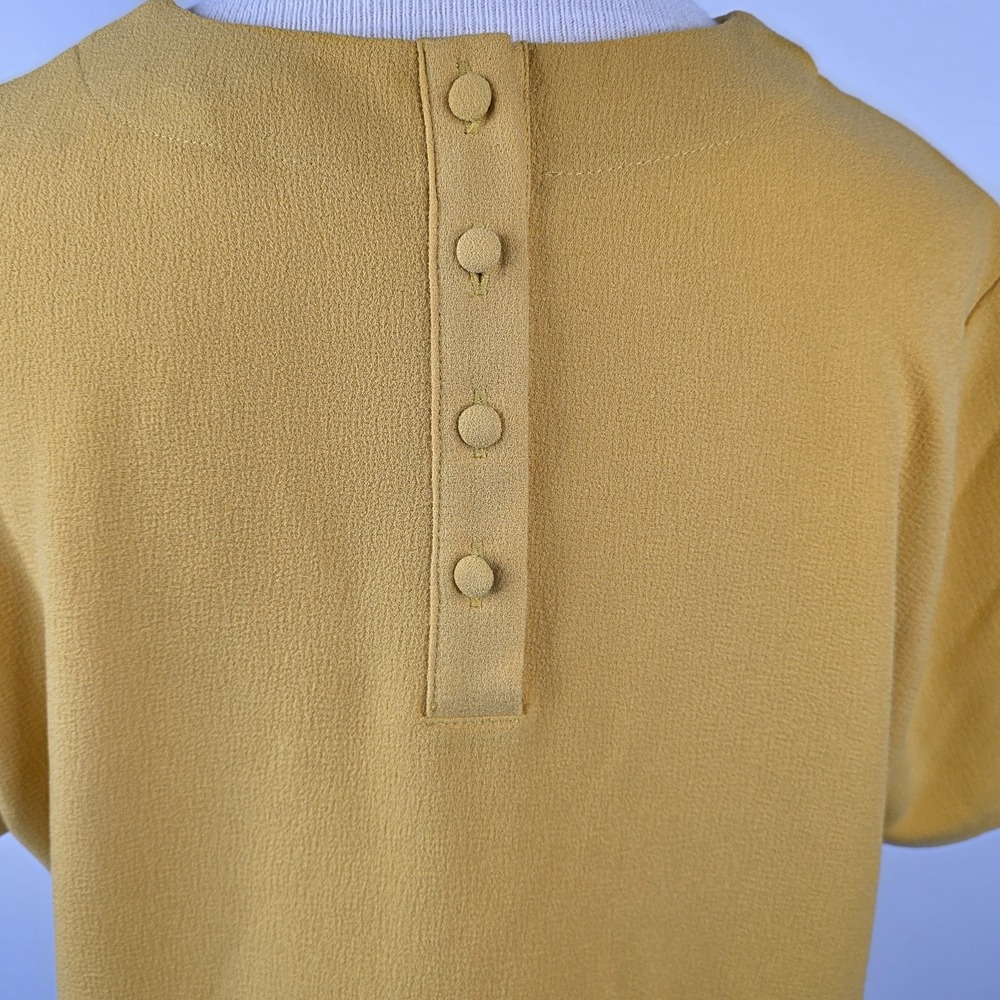 Catherine Malandrino Gold Yellow Blouse Short Sleeve Round Neck Top Size‎ Large - Picture 5 of 9